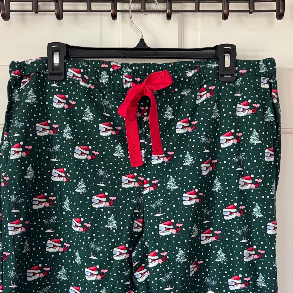 Vineyard Vines Christmas Green Pajama Pants with Ski Print Unisex